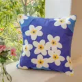 Coussin touffeté bleu motif fleur style nordique oreiller de canapé déco maison - Petites Fleurs Brodées en Entier Bleu
