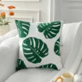 Nordic style green monstera leaf embroidered cushion cover sofa throw pillow for home decor 45x45cm - Monstera Green
