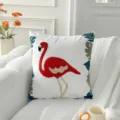 Nordic flamingo towel embroidery throw pillow cover, fresh sofa cushion for living room decor. - Flamingo