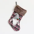 Chaussette de Noël en tricot avec revers en fausse fourrure et poupée gnome pour fête. - Style Nain Gris / Gris