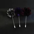Ensemble de broche epingle a revers en tissu pour costume dhomme mariage accessoire floral - Violet