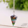 Colorful glass cone pendant necklace with silver chain dowsing pendulum fashion jewelry - As Shown 5#