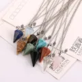 Crystal hexagonal prism pendant conical pendulum faceted necklace gemstone jewelry item - As Shown 19#