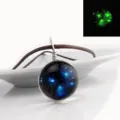 Luminous glass galaxy pendant necklace with brown cord, cosmic universe glowing jewelry gift. - Stardust 7