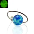 Blue starry sky luminous glass pendant necklace with brown leather cord variant design. - Stardust 15