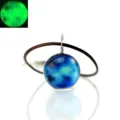Luminous galaxy glass ball pendant necklace with brown leather cord for women and men. - Stardust 18