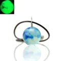 Luminous glass ball pendant necklace with star sky universe design and blue cloud pattern - Stardust 19