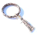 Porte-clés anneau en cuir PU léopard avec pompon frangé et pendentif en métal accessoire. - Style Léopard 3