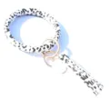 Bracelet porte-clés en cuir PU imprimé léopard noir et blanc avec anneau métal et joli pompon - Style Léopard 4