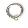 Silberner PU Leder Ring Schlüsselanhänger mit goldenem Karabiner, stilvolles Accessoire. - Silber