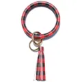 Rood zwart geruit lederen armband sleutelhanger met kwastje hanger voor dames - Rood Geblokt