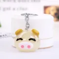 Portachiavi maialino cartone animato simpatico colore gelatina resina anello borsa pendente carino - Giallo chiaro
