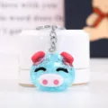 Cute blue pig acrylic keychain with metal ring, cartoon style backpack charm gift. - Blue Style