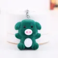 Flocked Green Pig Plush Keychain Cute Zodiac Animal Bag Charm Pendant Accessory Gift Idea - 孔蓝色