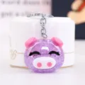 Cute purple glitter acrylic pig keychain, stylish cartoon animal bag charm and practical gift. - Purple