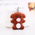 Cute brown flocked pig keychain plush pendant sweet bag charm animal keyring accessory - Red Brown