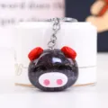 Portachiavi maialino cristallo acrilico dettaglio ravvicinato, accessorio cartoon ideale. - Stile Nero