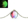 Glow in the dark galaxy glass ball necklace, vintage bronze solar system pendant jewelry. - Galaxy 6