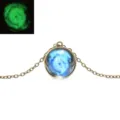 Glow in the dark galaxy glass ball necklace, solar system universe pendant with bronze chain. - Galaxy 5