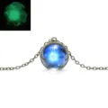 Luminous galaxy glass ball pendant necklace, vintage bronze chain solar system universe jewelry. - Galaxy 4
