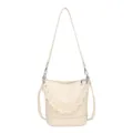 Stylish Women's Beaded Bucket Bag Chic Niche Design Crossbody Shoulder Handbag Off-White - Milk White