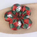 Elastico per capelli a quadri rossi e verdi con stampa di fiocchi di neve bianchi in satin. - 3# Plaid Rosso Verde