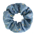 Scrunchie per capelli in tessuto blu con motivo a stelle dorate, elastico vintage carino. - Blu zaffiro