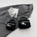 Schwarze Gesteppte Kette Kosmetiktasche Kleine Umhängetasche Damen Mode Elegante Handtasche - L / Schwarz