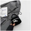 Mini bolso acolchado negro con cadena y asa. Elegante bolso cruzado de moda para mujer. - S / Negro