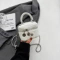 Lujoso bolso de mano mini acolchado blanco elegante bolso cruzado de hombro mujeres - S / Blanco