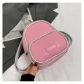 Damen rosa Mini Rucksack stilvolle silberne Paspelierung modische Freizeit Kleine Tasche - Rosa