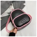 Schwarzer und rosa Mini-Rucksack mit Kontrastfarben-Design, stylischer kleiner Damenrucksack. - Schwarz