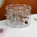Gran organizador de pendientes giratorio de acrílico transparente joyero expositor - Caja de Almacenamiento Giratoria Grande para Pendientes