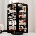Soporte expositor de joyas giratorio para organizar pendientes, clips y aretes. - Negro