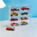 Vitrina de exhibicion transparente de acrilico de 8 compartimentos para autos a escala 1:64. - Caja de Coche de 8 Rejillas 1:64