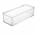 Caja de almacenamiento de plástico transparente organizador de escritorio accesorios - Gran Rejilla Simple Sin Tapa