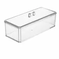 Caja de almacenamiento de acrílico transparente con tapa para algodón y escritorio organizer. - Gran Rejilla Simple Con Tapa