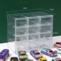 Caja de almacenamiento transparente de acrílico con 12 cajones para cochecitos de juguete. - 12 Rejillas (Sin Autos) / Transparente