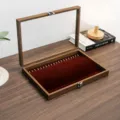 Caja de exhibición de collares de madera de nogal con tapa de cristal y terciopelo - Grano de Madera de Nogal