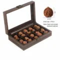 Scatola portaoggetti in legno a 10 scomparti con coperchio trasparente per noci 33x22x9cm - Dieci Griglie