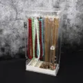 Acryl Halsketten Aufbewahrungsbox, transparenter Schmuck-Organizer mit 24 Haken und Samtfach. - Quadratische Halskettenbox + Ringbox / Acryl Modell