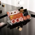 Clear acrylic makeup organizer 3-tier cosmetic display stand for eyeshadow palettes and lipsticks. - Buckle 3-Tier Makeup Organizer / Clear
