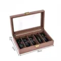 Caja de almacenamiento de gafas de madera con tapa de cristal 6 ranuras organizador vitrina. - Caja de Almacenamiento de Gafas de 5 Ranuras / 36x22x9cm / Veta de Madera