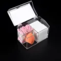Caja de almacenamiento transparente de acrílico para hisopos, organizador cosmético. - Transparente