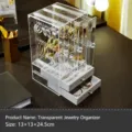 Caja organizadora de joyas de acrílico transparente con cajones de terciopelo. - Caja de Almacenamiento de Clips de Oreja de Tres Cajones / M / Transparente