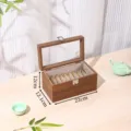 Caja de almacenamiento de pulseras de madera de nogal con tapa de cristal variante expositor - Caja de Pulsera de 8 Ranuras Color Madera de Nogal (Interior Gris)