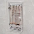Caja organizadora de joyas de acrílico transparente para pared con forro de terciopelo gris. - Terciopelo Gris Delgado / Gris