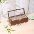 Caja de exhibición de pulseras de múltiples ranuras de nogal con tapa de cristal elegante. - Caja de Pulsera de 12 Ranuras Color Madera de Nogal (Interior Gris)