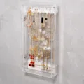 Caja organizadora de joyas de acrílico transparente montada en la pared con forro blanco. - Terciopelo Beige Grueso / Beige