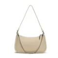 Elegante cremefarbene Umhängetasche für Damen, Retro Baguette Handtasche mit Metallkette. - Weiß